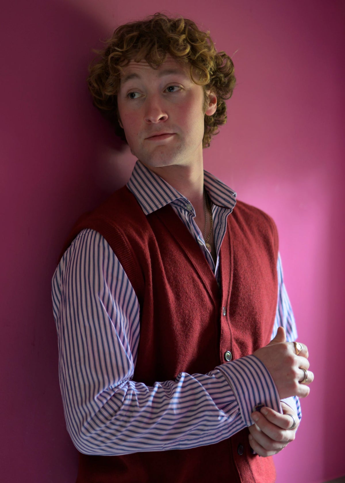 Men’s Cashmere Waistcoat in Russet red