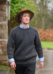 Men’s Fisherman Rib Crew Neck Jumper, colour Charcoal