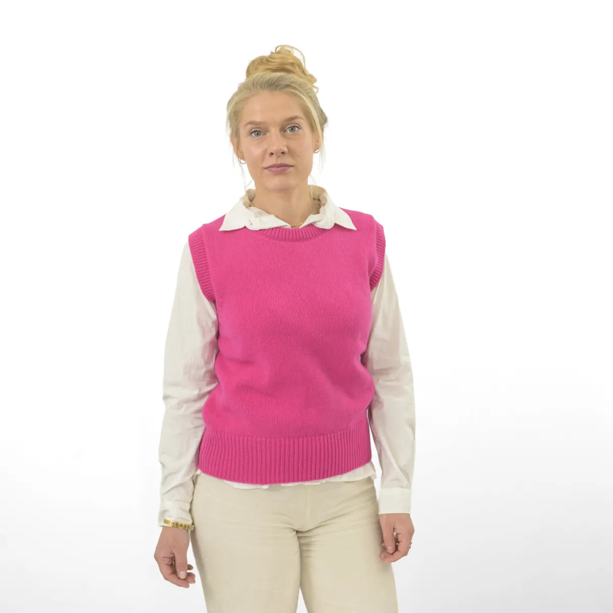 Women’s Tank Top in punk pink, 100% superfine lambswool