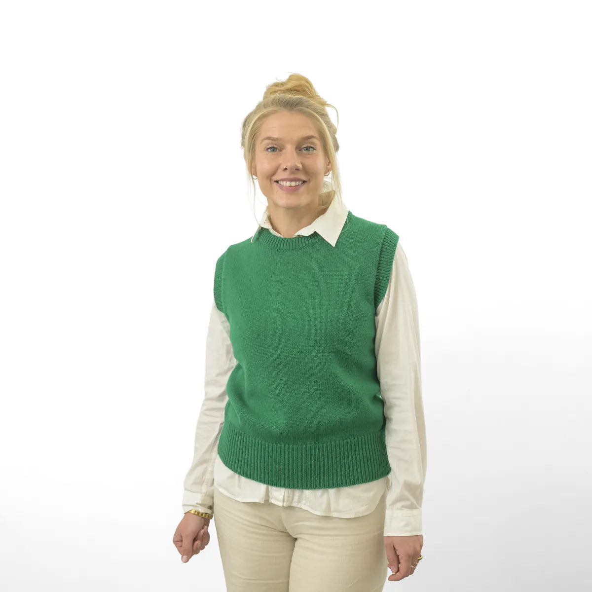 Women’s Tank Top in jungle green, 100% superfine lambswool