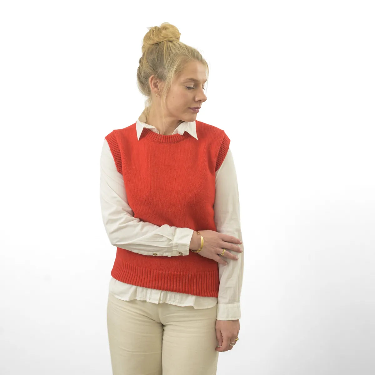 Women’s Tank Top in poppy, 100% superfine lambswool