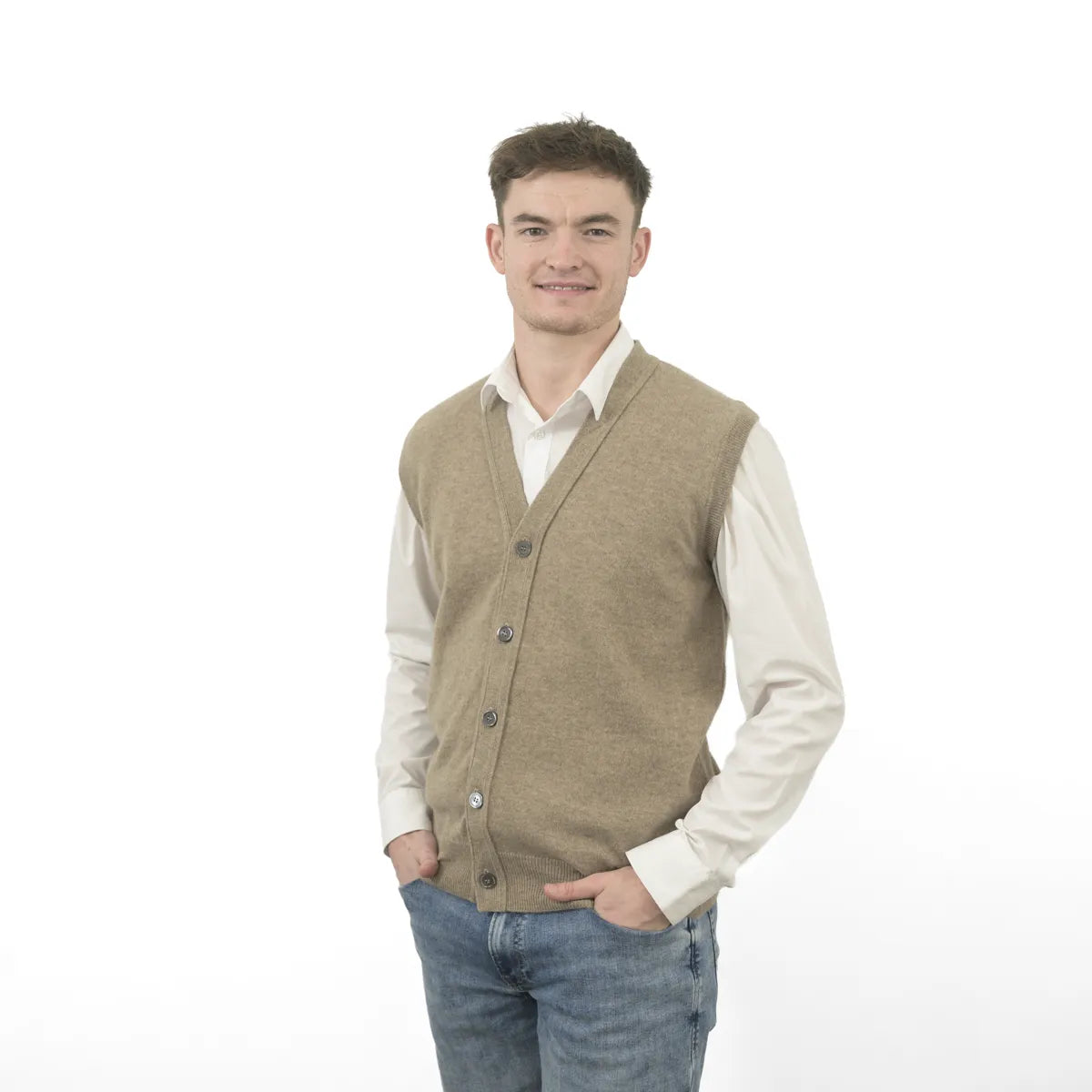 Men’s Cashmere Waistcoat in Dark natural