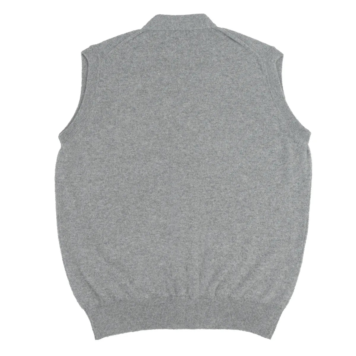 Men’s Cashmere Waistcoat in grey flannel, rear view of waist coat