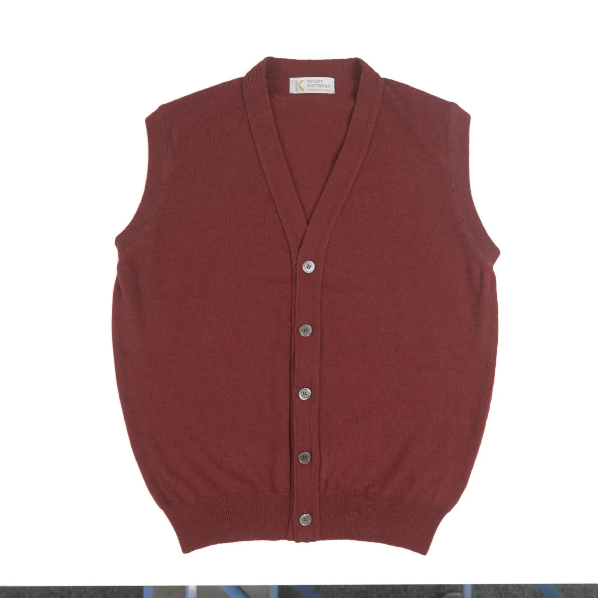 Men’s Cashmere Waistcoat in Russet red with 5 button detail