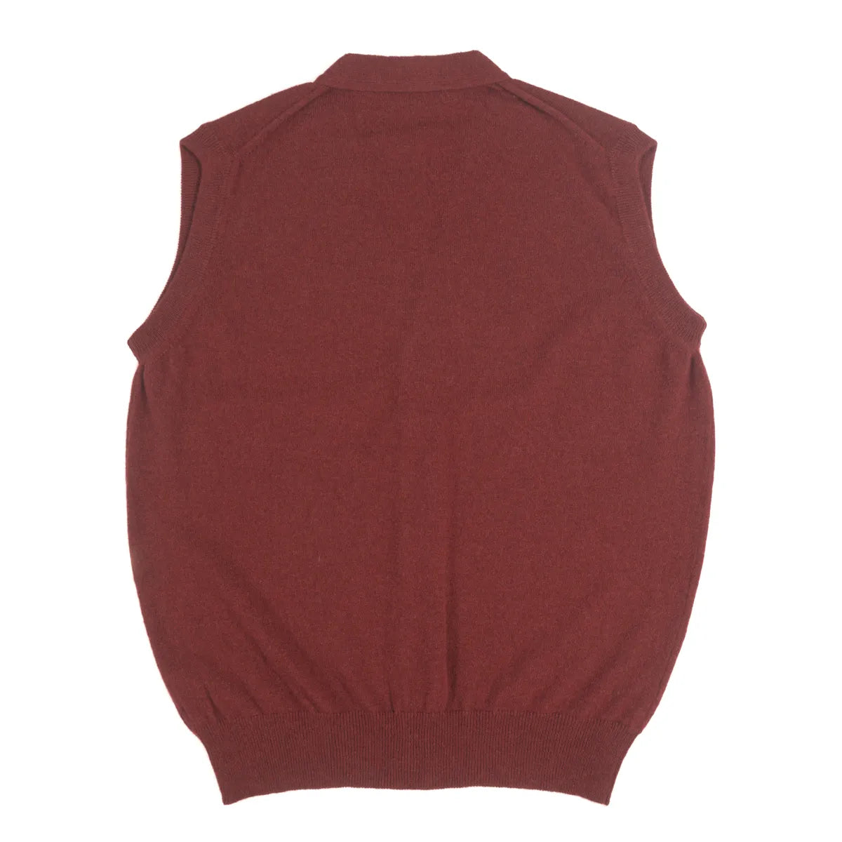 Men’s Cashmere Waistcoat in Russet red, rear view of waistecoat