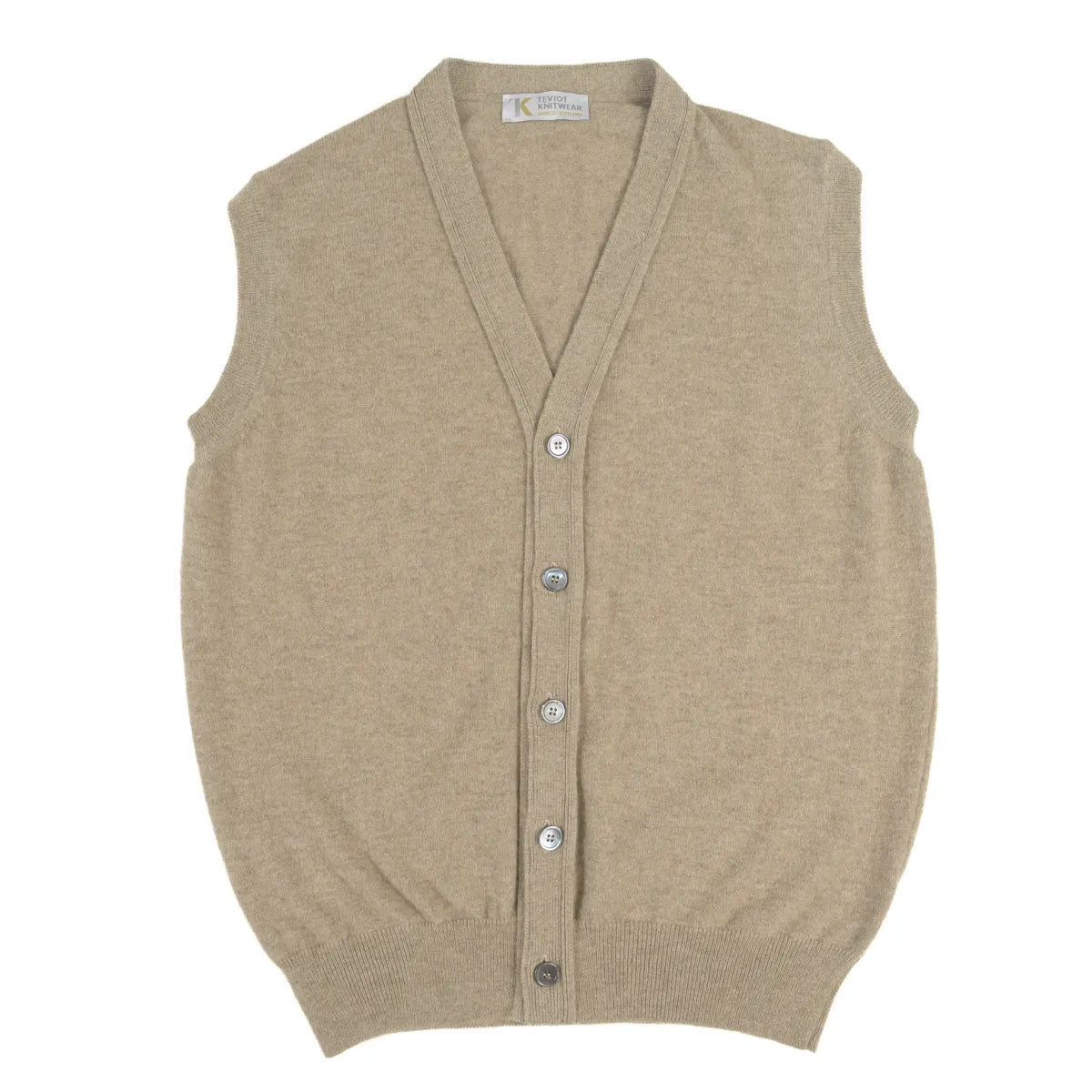 Men’s Cashmere Waistcoat Dark natural with 5 button detail