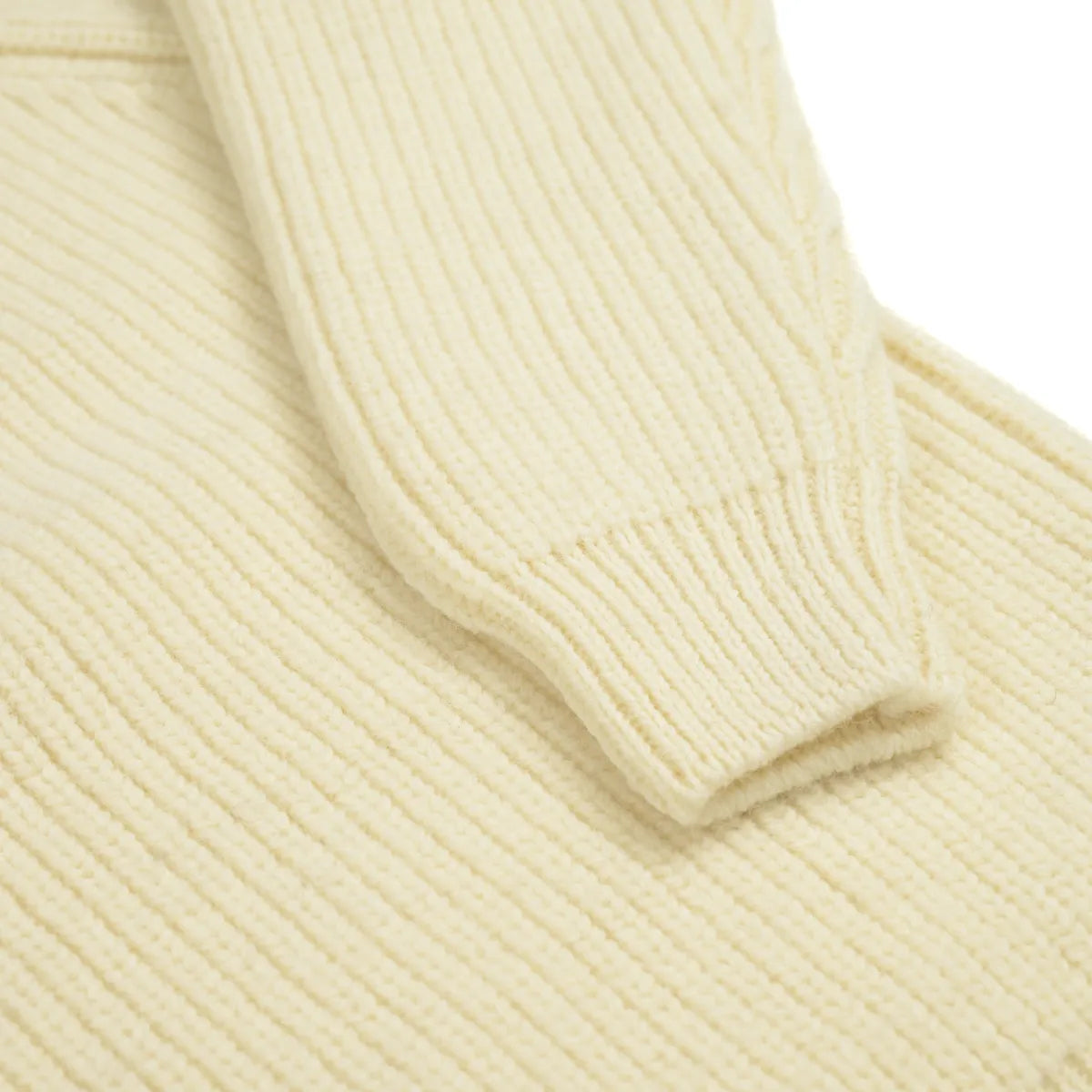 Men’s Fisherman Rib Crew Neck Jumper Ecru, cuff detail