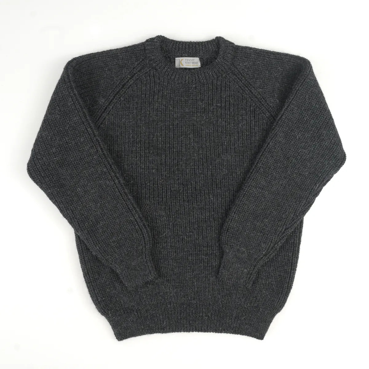 Men’s Fisherman Rib Crew Neck Jumper, colour Charcoal