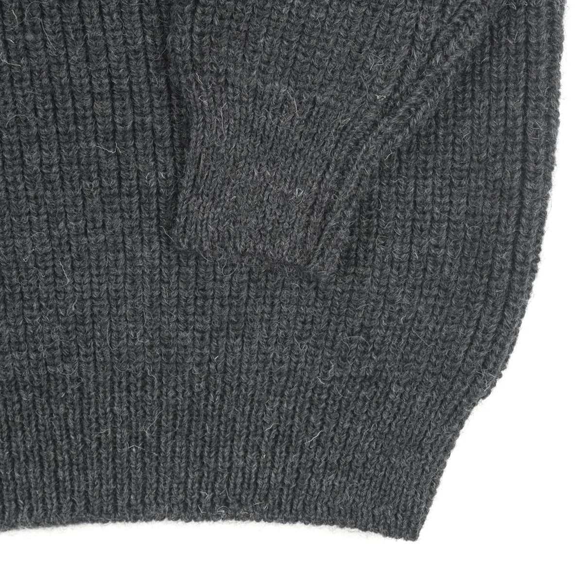 Men’s Fisherman Rib Crew Neck Jumper, colour Charcoal, ribbed hem detail