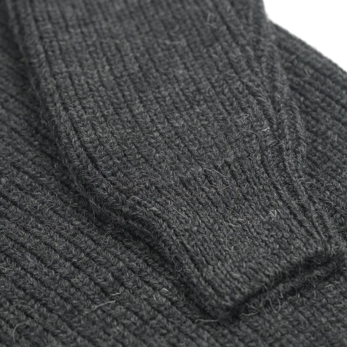 Men’s Fisherman Rib Crew Neck Jumper, colour Charcoal, ribbed cuff detail