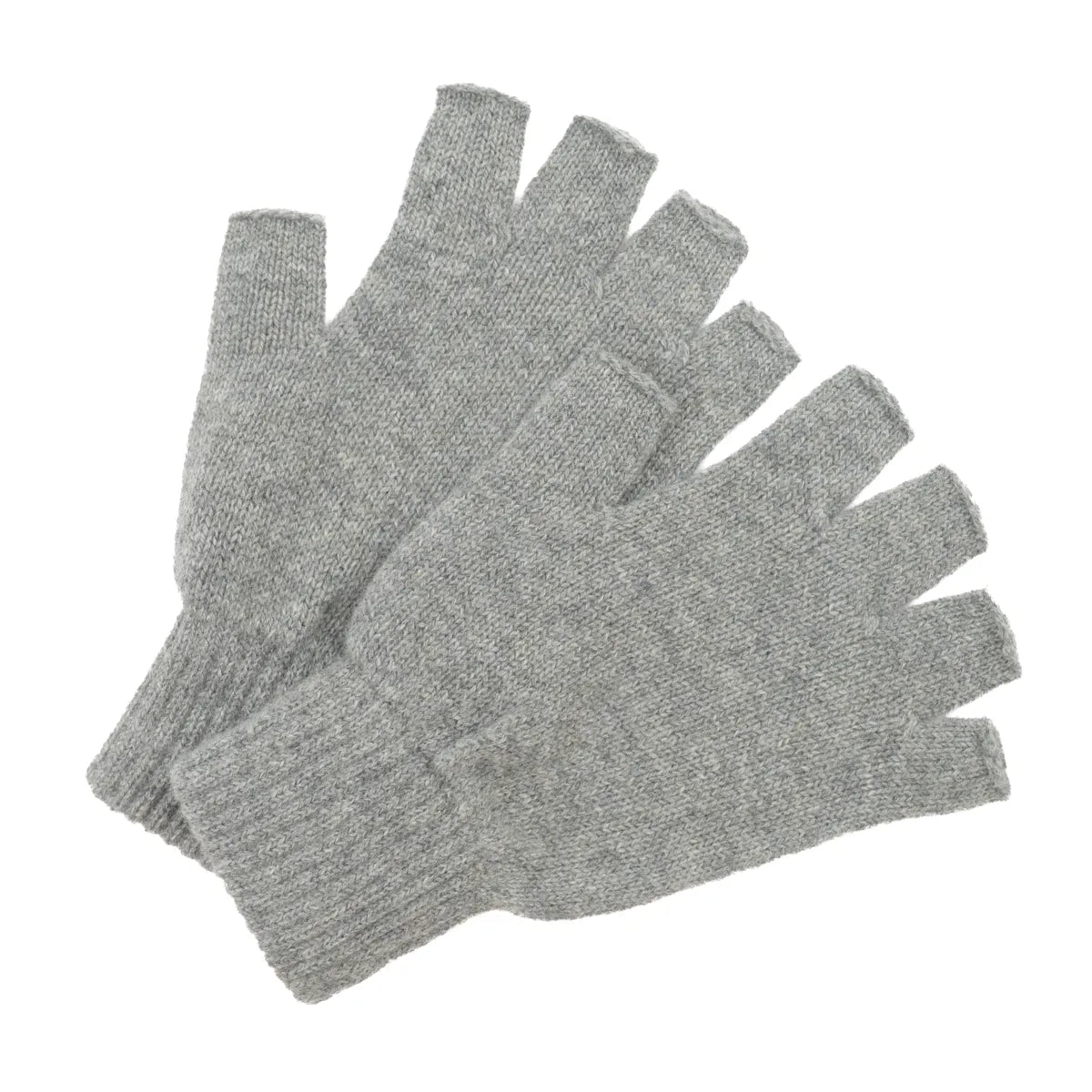 A pair of cashmere light grey fingerless gloves