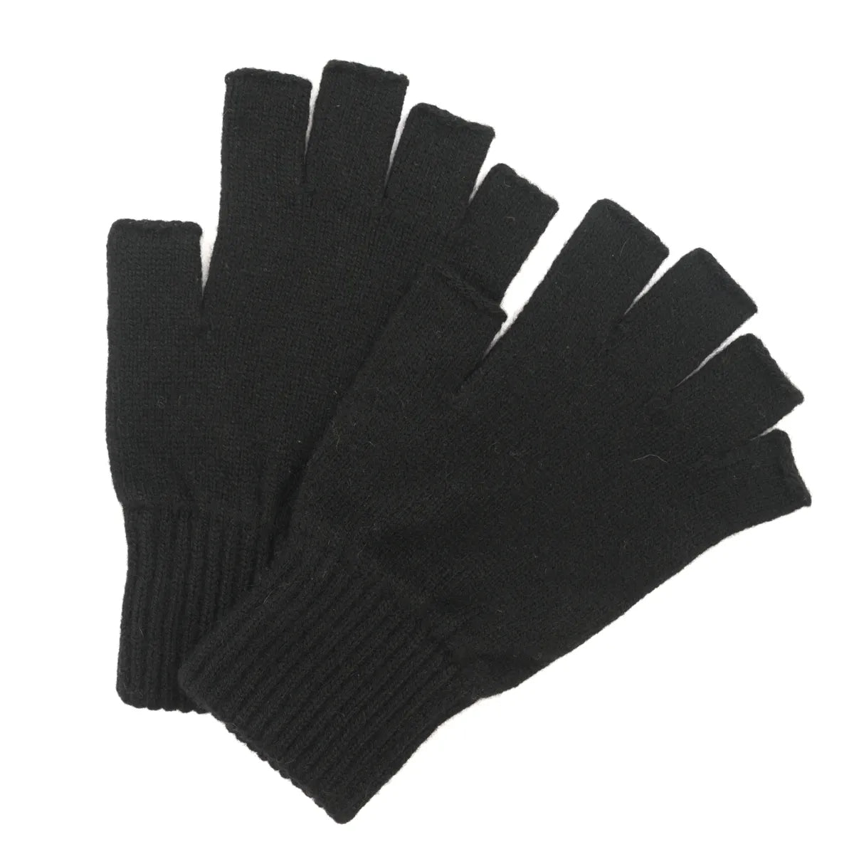 Black cashmere fingerless gloves