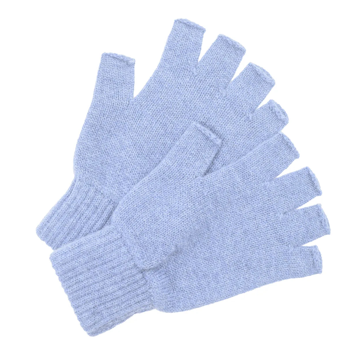 Cashmere fingerless gloves in light blue