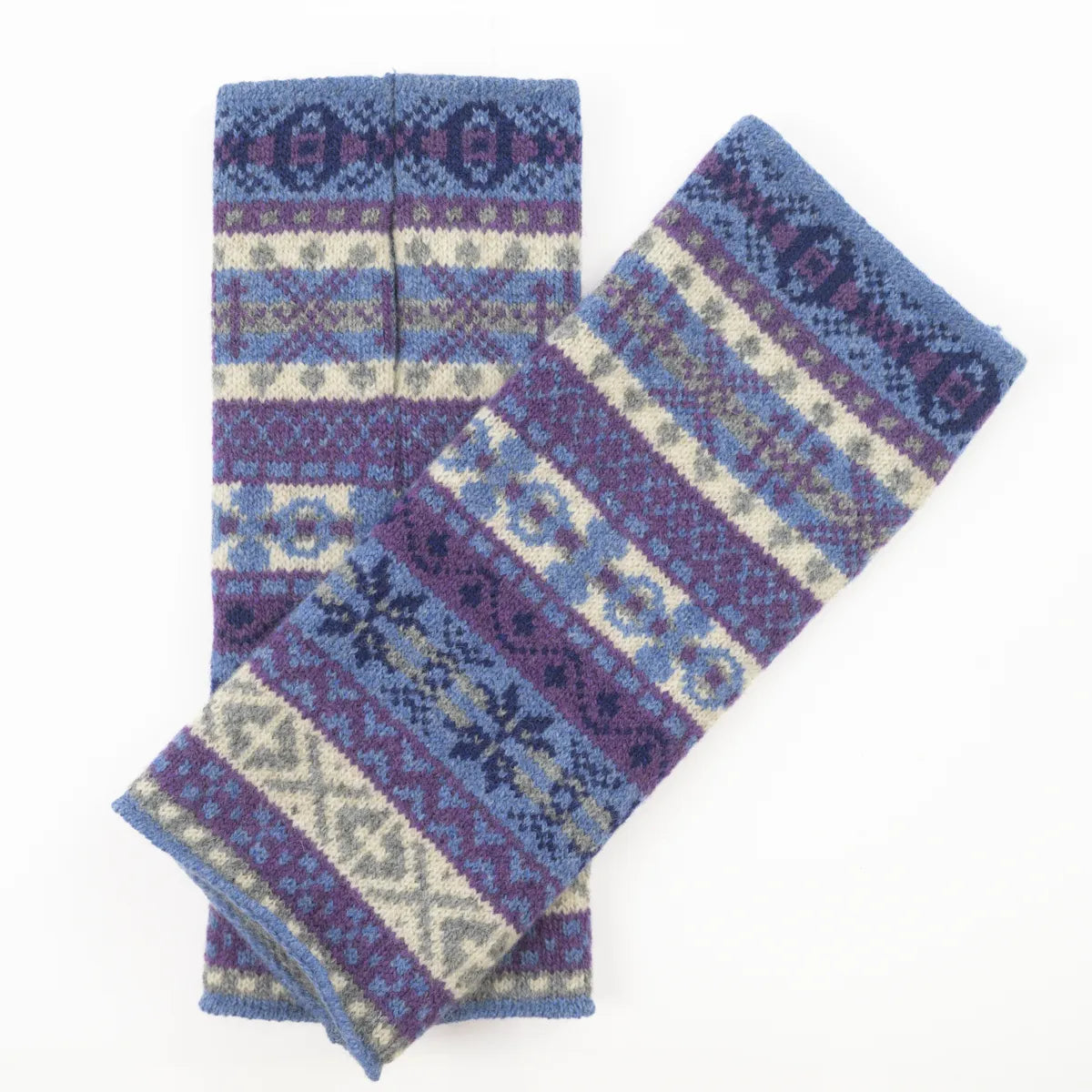 Fair Isle writlests in jeans mix colours