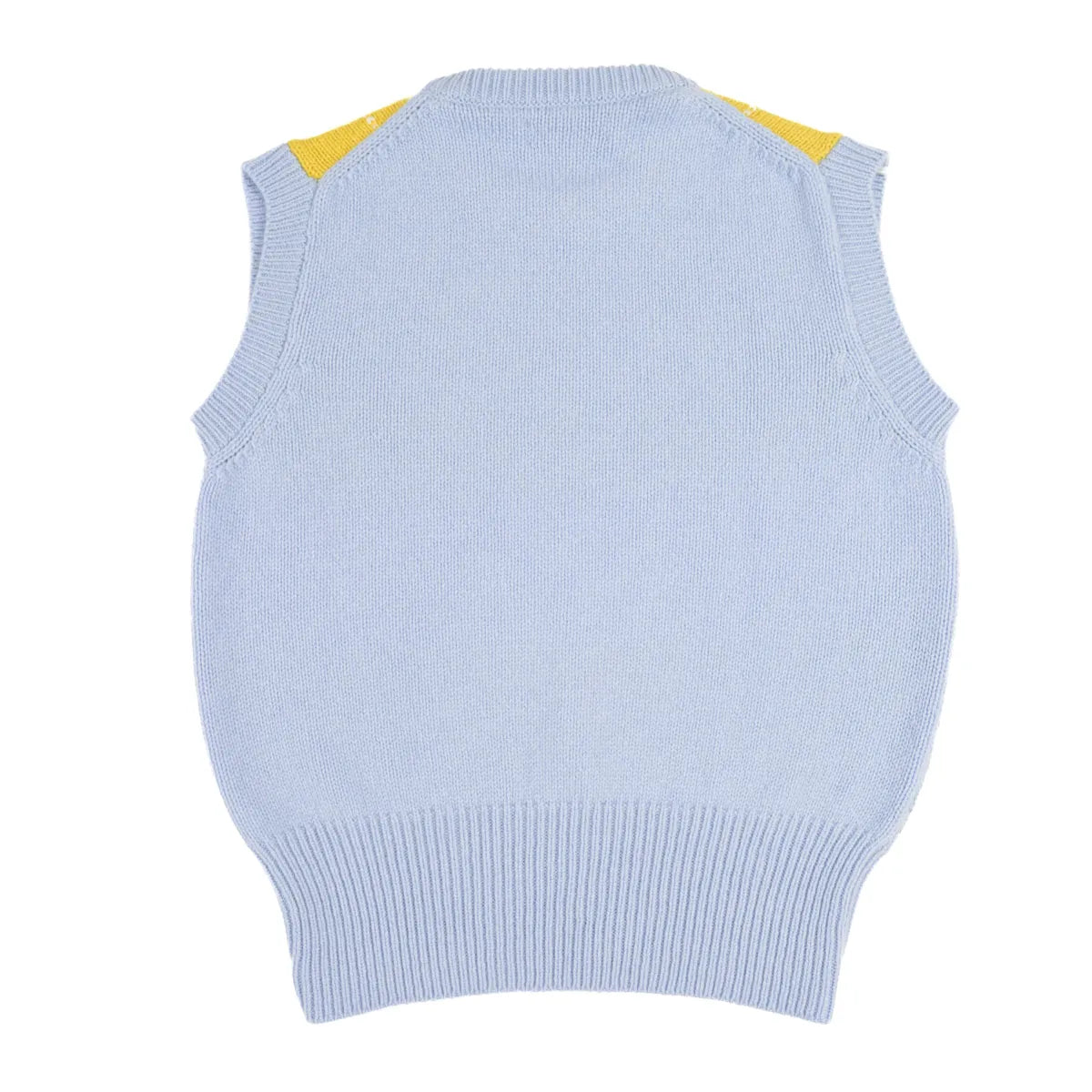 Women’s Tartan Tank, colour Mirage Blue with Corona Yellow, Black, Flannel Grey and White Undyed Raker, tank top rear detail