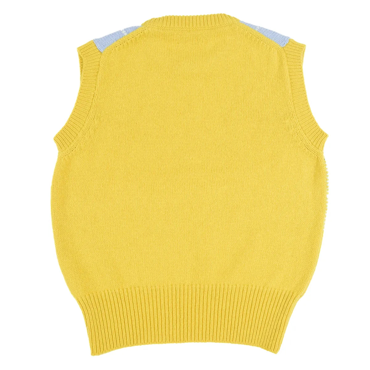 Women’s Tartan Tank, colour Corona Yellow with Mirage Blue, Black, Denby Grey and White Undyed Raker, rear view
